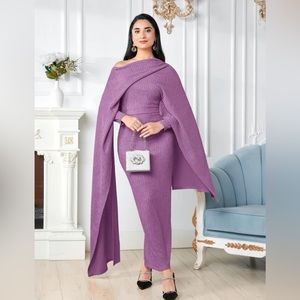 SOLDModest purple dramatic sleeve dress